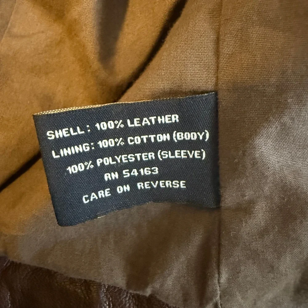 Y2K Guess Womens Brown Real Leather Moto Jacket Gold Zip & Snaps Pocket Size LG